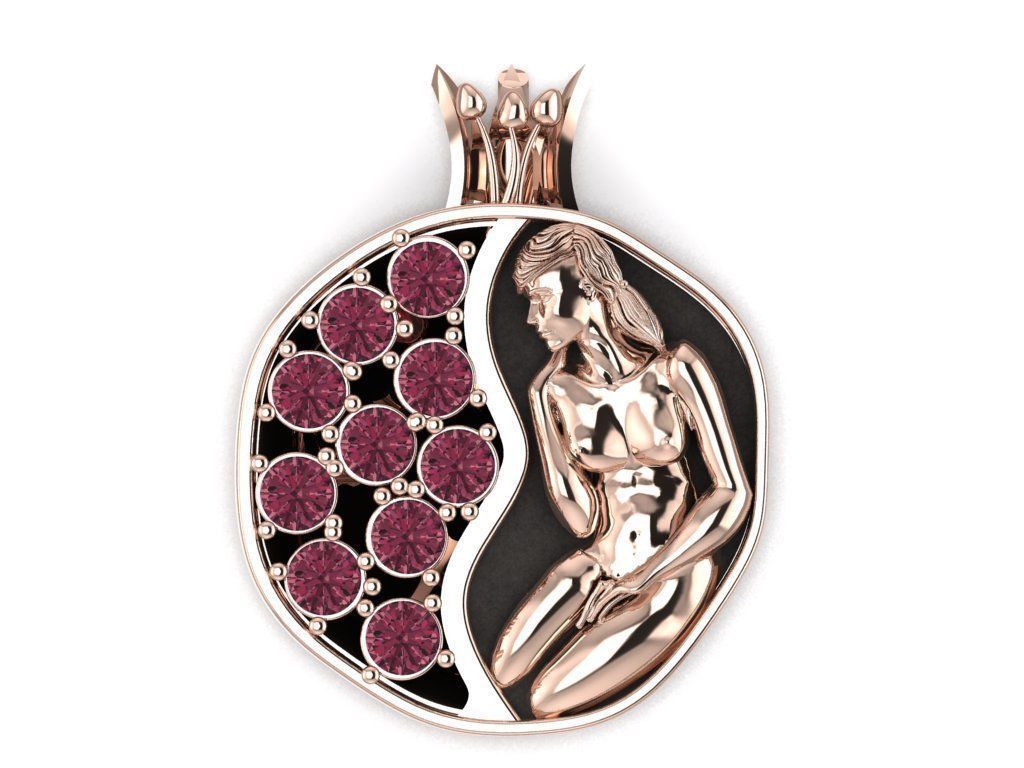 Pomegranate pendant 3D print model_16