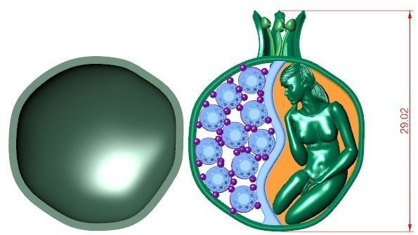 Pomegranate pendant 3D print model_20