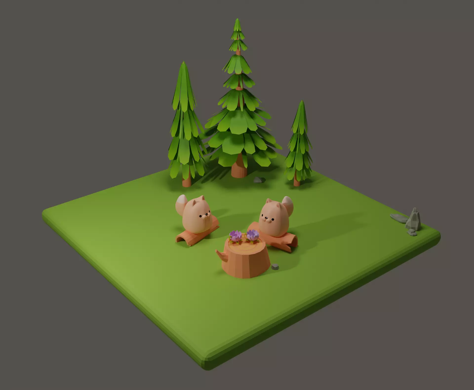 Fox  in a Forest Free low-poly 3D model_0