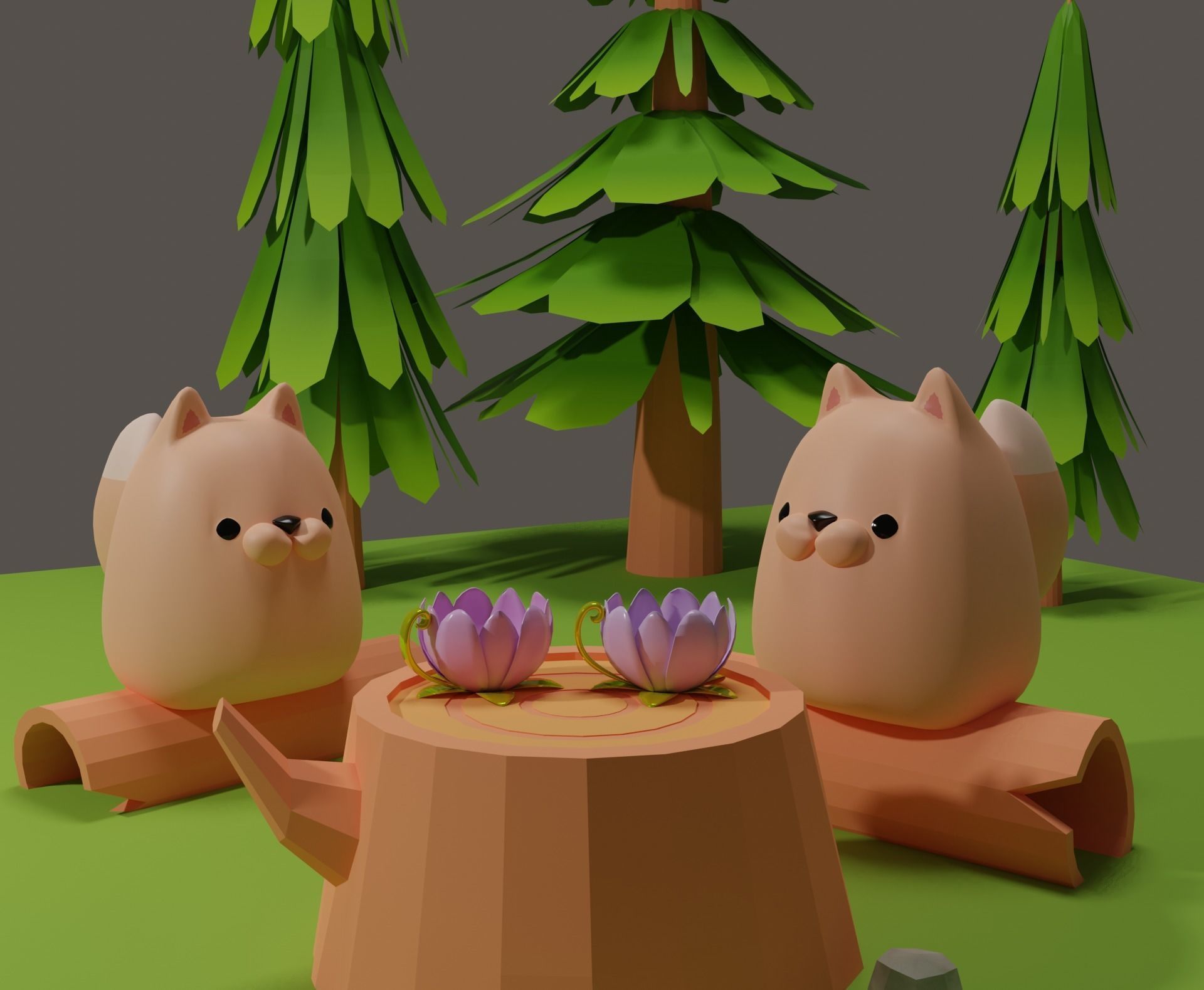 Fox  in a Forest Free low-poly 3D model_4