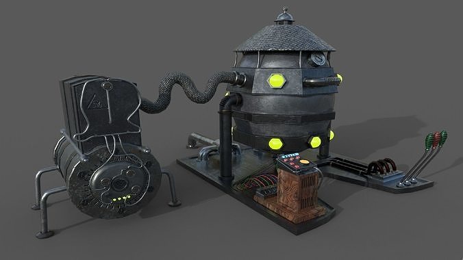 Stylized engine  generator PBR low-poly 3D model Low-poly 3D model