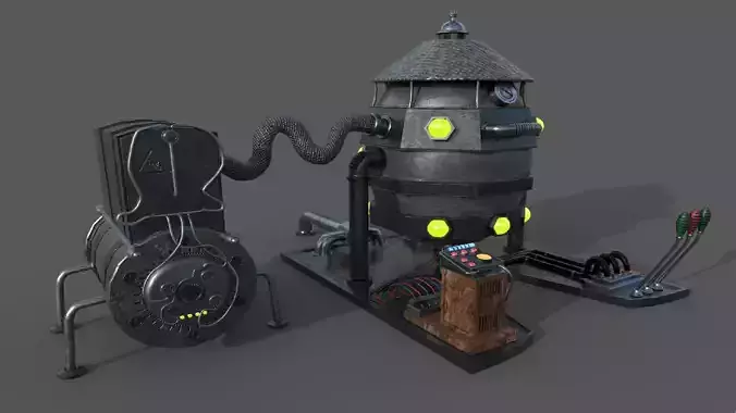 Stylized engine  generator PBR low-poly 3D model Low-poly 3D model