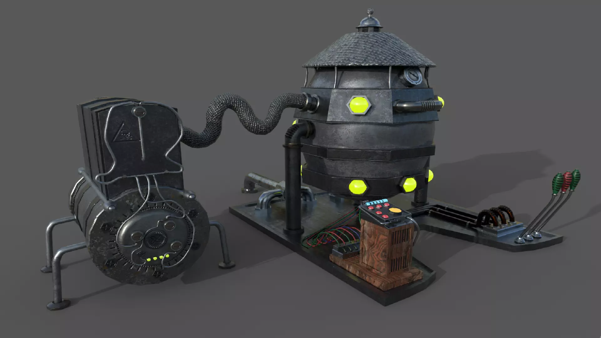 Stylized engine generator PBR low-poly 3D model Low-poly 3D model