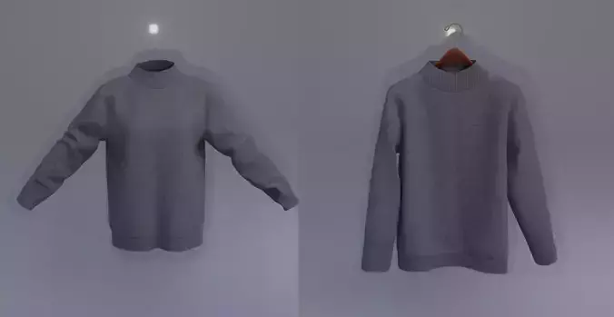 Knit Turtleneck Sweater with hanger - Black Cardigan Low-poly 3D model