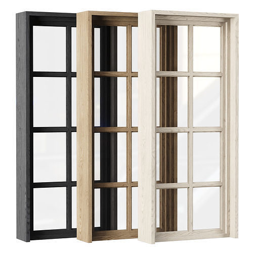 Rectangle wooden windows V1 Low-poly 3D model