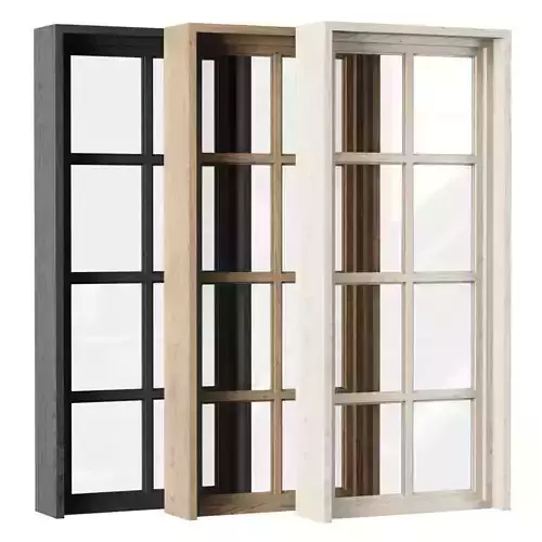 Rectangle wooden windows V1 Low-poly 3D model