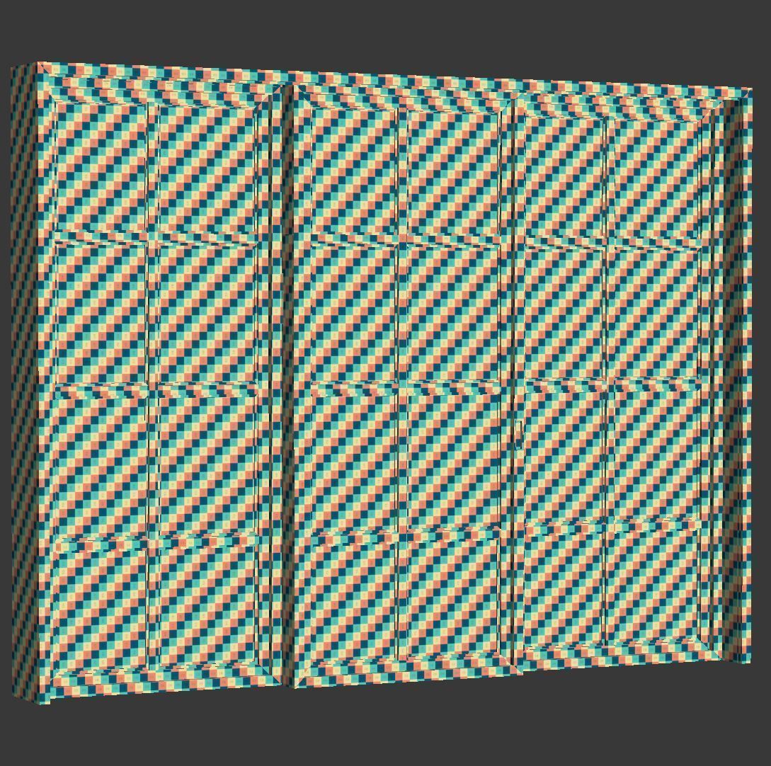 Rectangle wooden windows with door V2 Low-poly 3D model_4