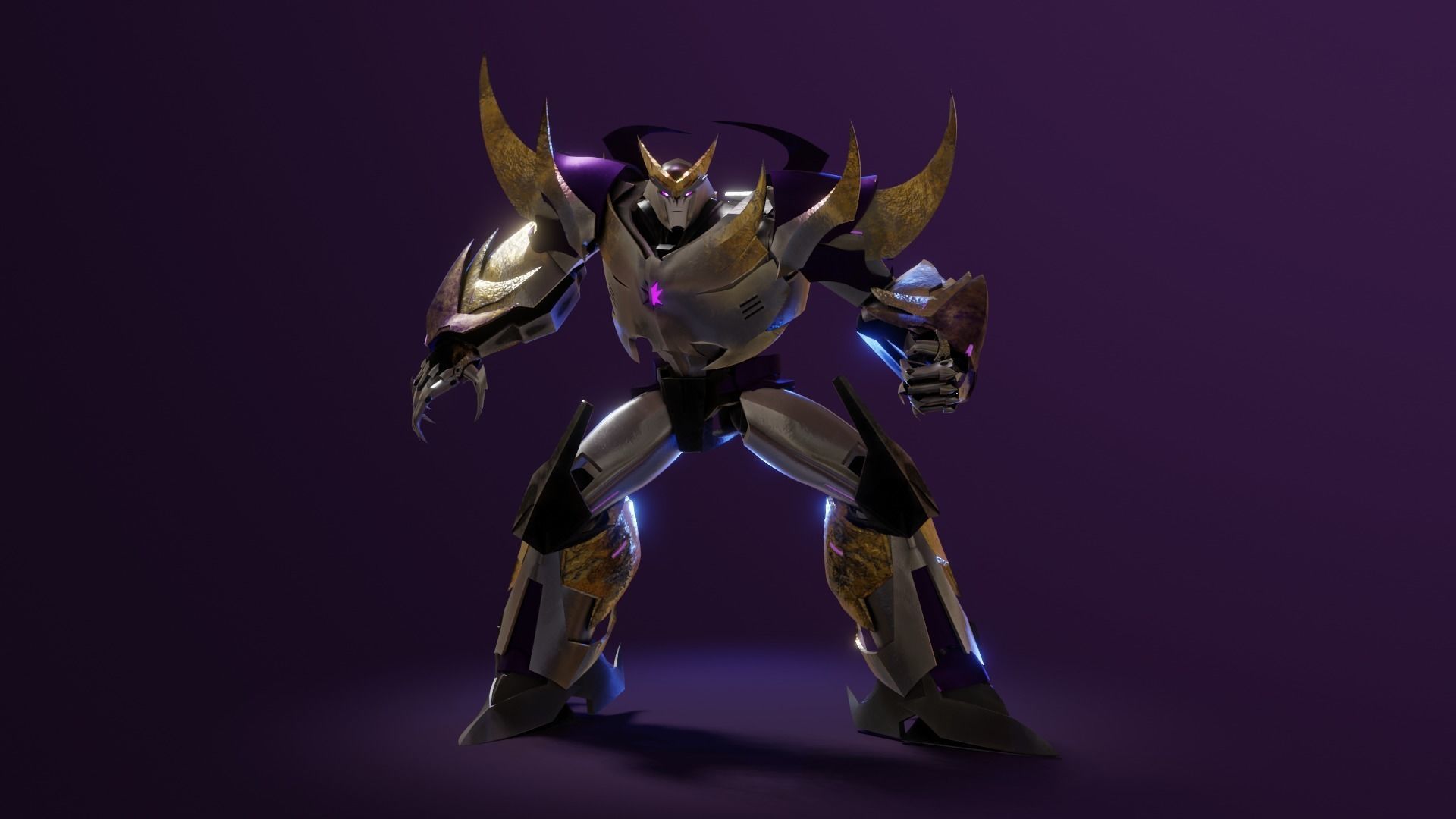 Megatron Transformers Prime Character Rig Low-poly 3D model_9