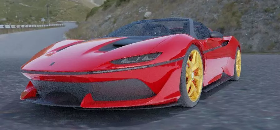 ferrari j50 gold edition Low-poly 3D model_0