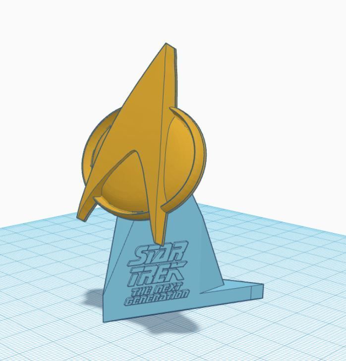 Star Trek Com Badge holder stand 3D model_1