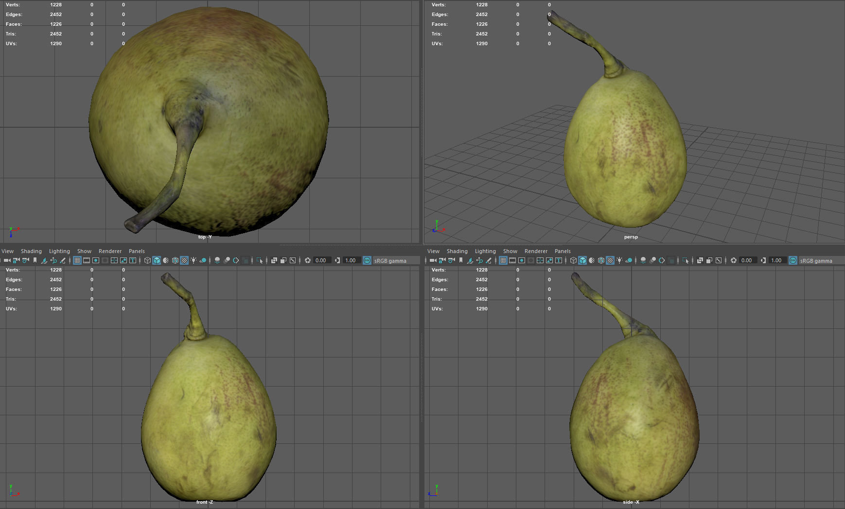 Conference pear Low-poly 3D model_7