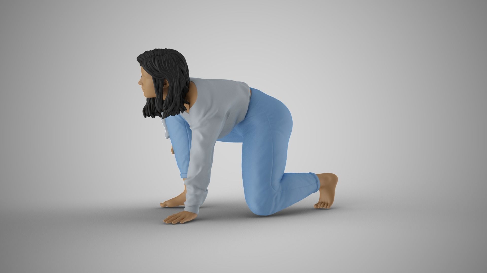Girl Playing with Her Pet 3D print model_9