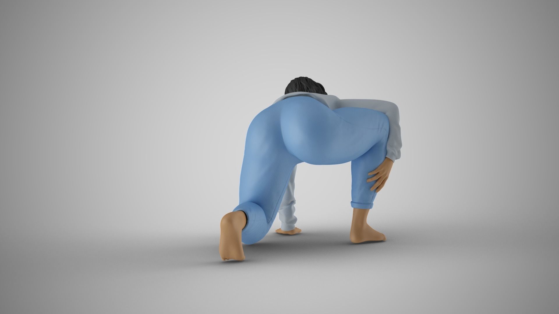 Girl Playing with Her Pet 3D print model_6