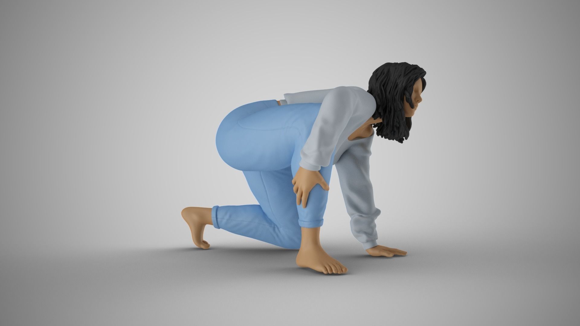 Girl Playing with Her Pet 3D print model_4