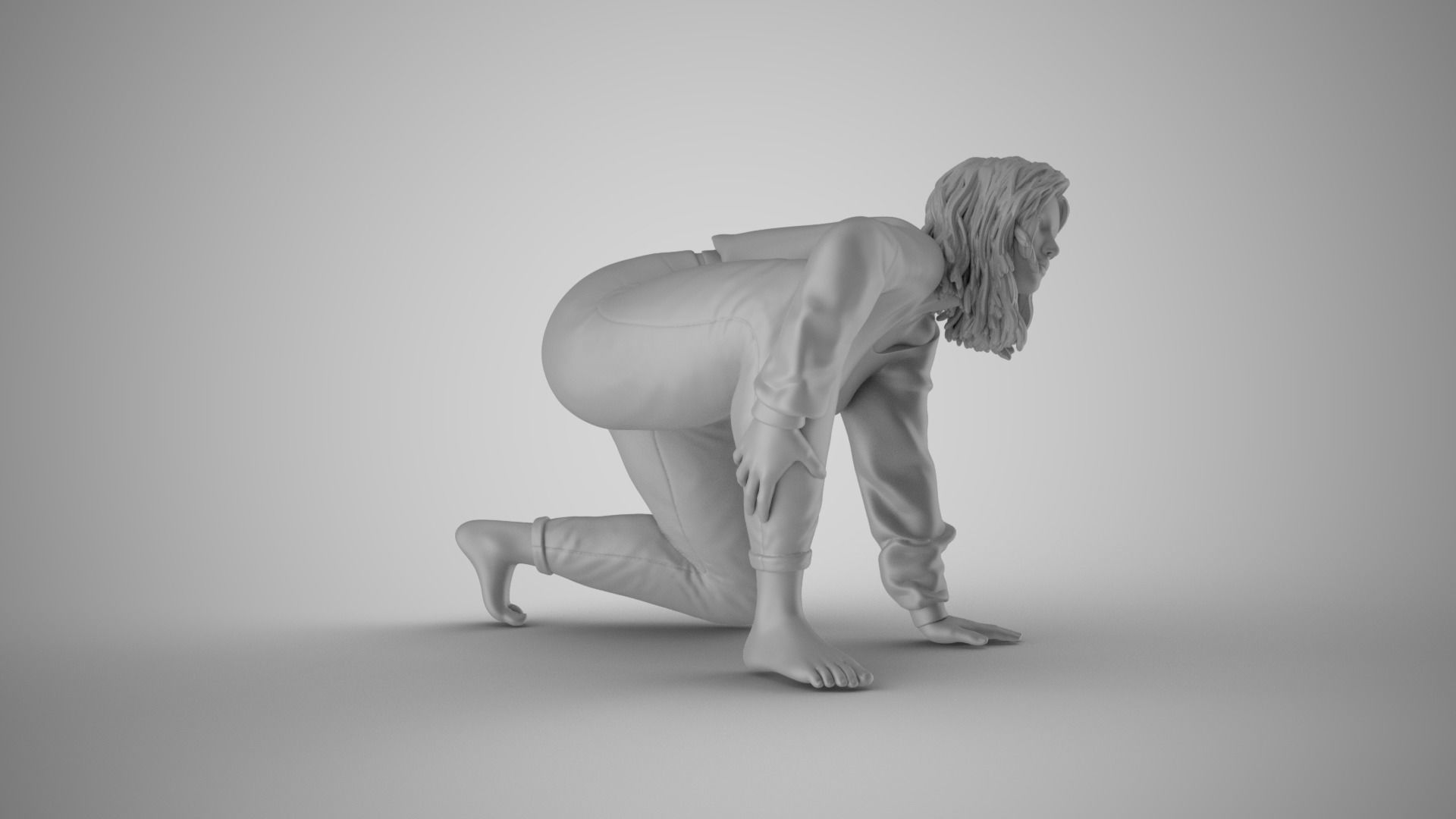 Girl Playing with Her Pet 3D print model_3