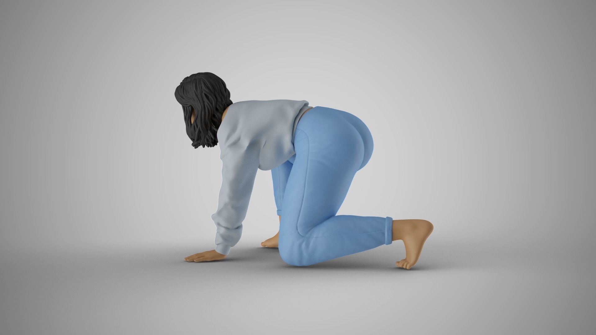 Girl Playing with Her Pet 3D print model_8
