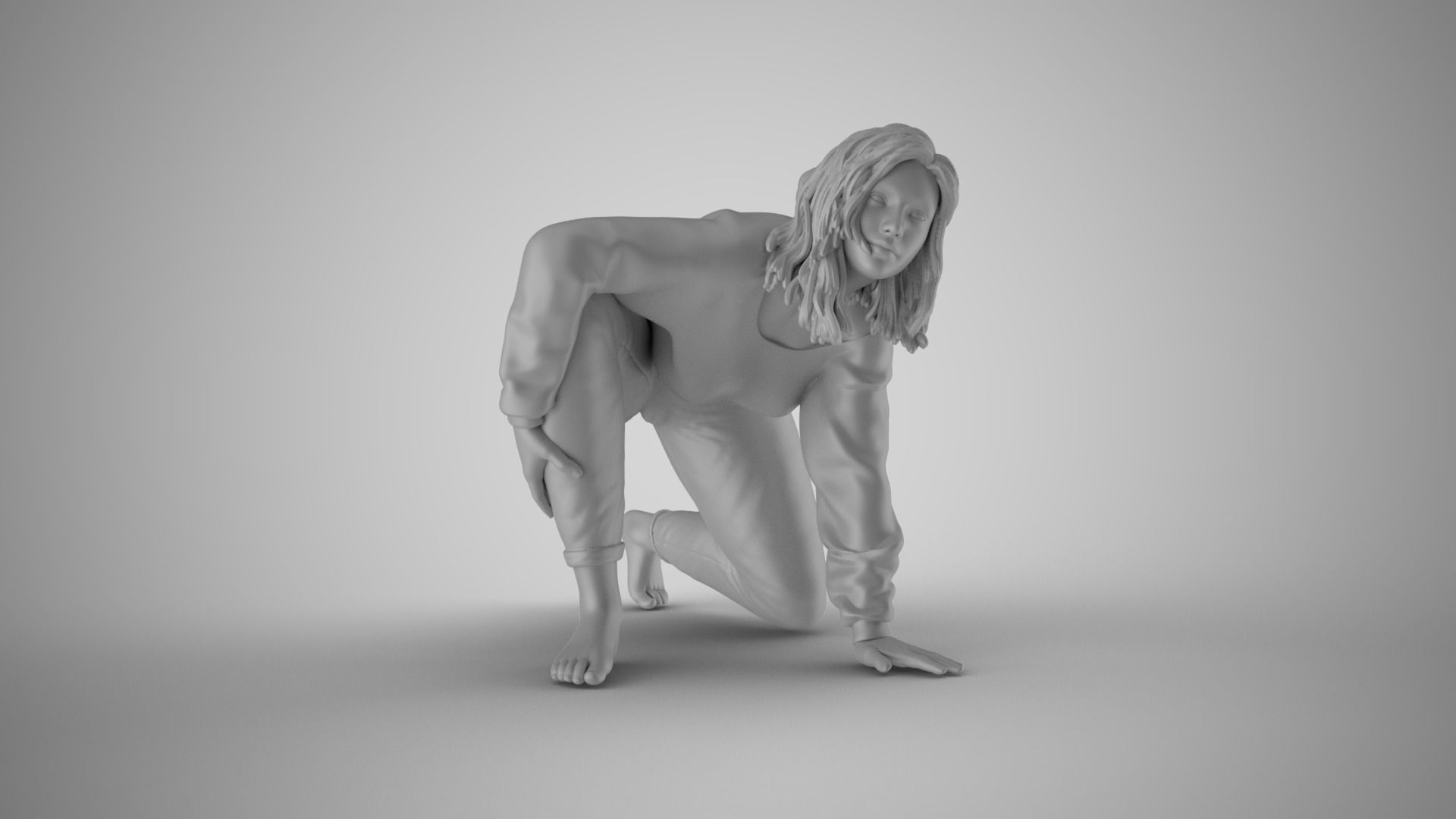 Girl Playing with Her Pet 3D print model_2