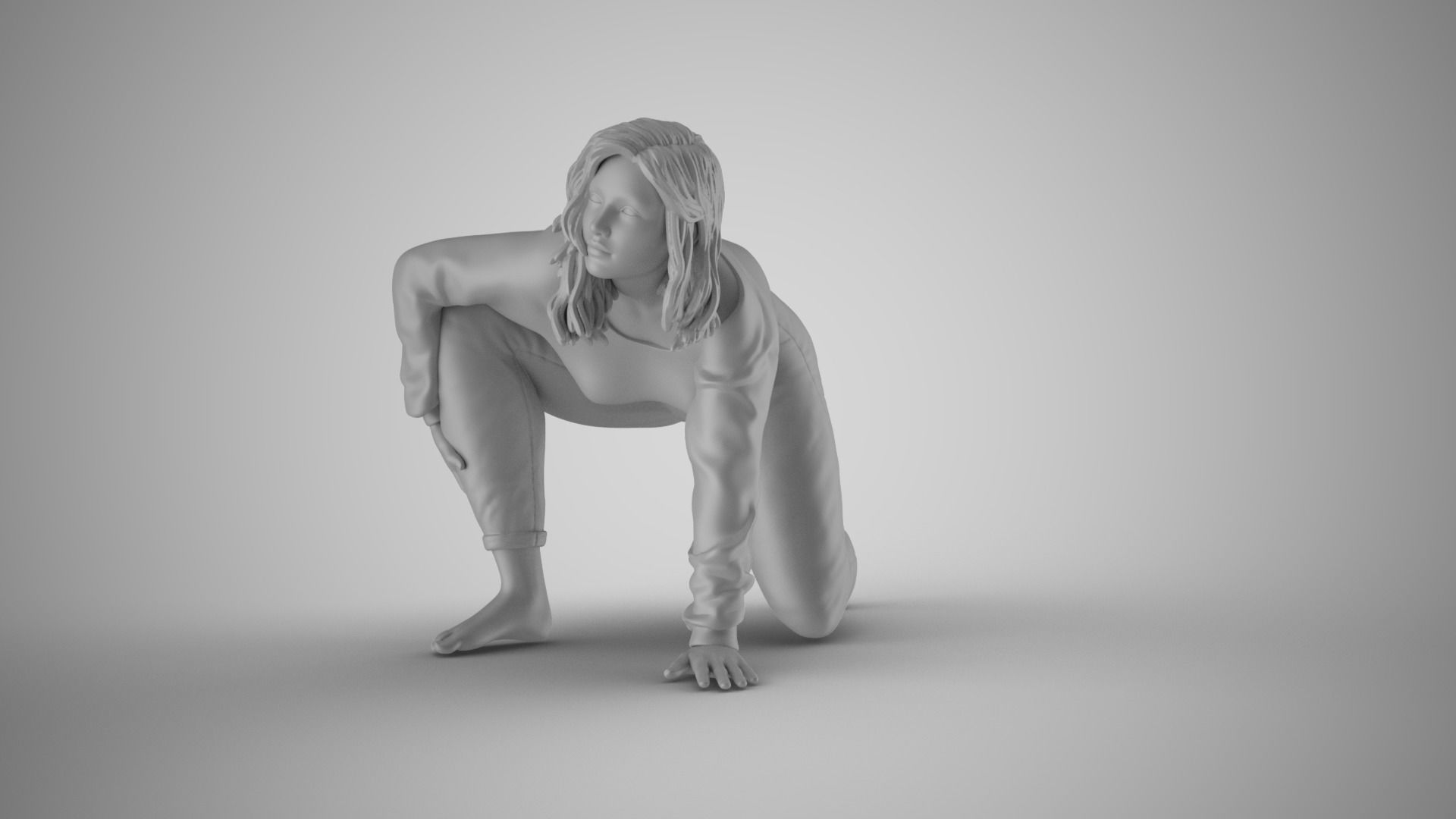 Girl Playing with Her Pet 3D print model_1