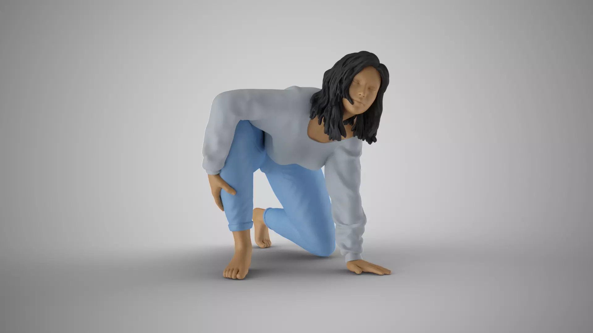 Girl Playing with Her Pet 3D print model_0