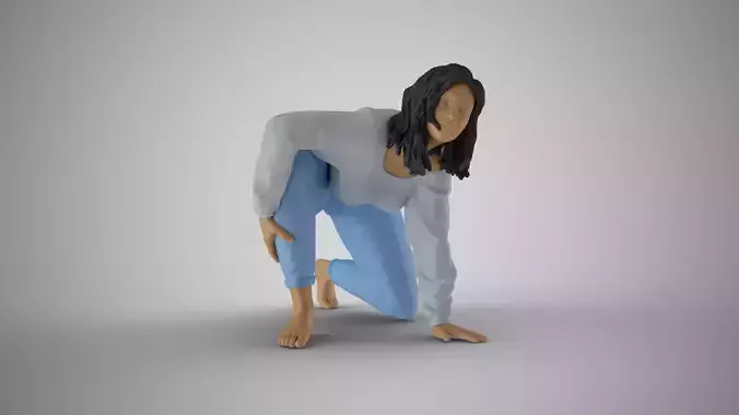 Girl Playing with Her Pet 3D print model