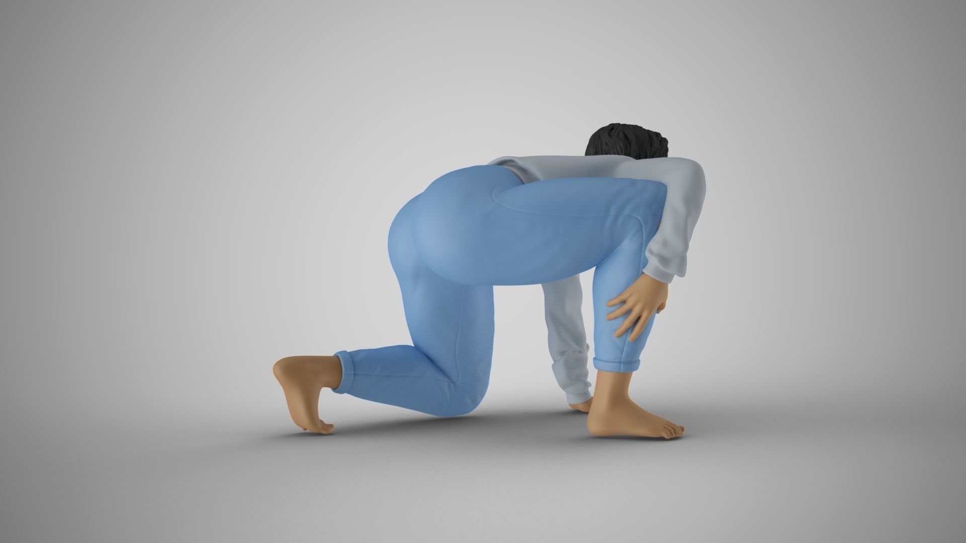 Girl Playing with Her Pet 3D print model_5