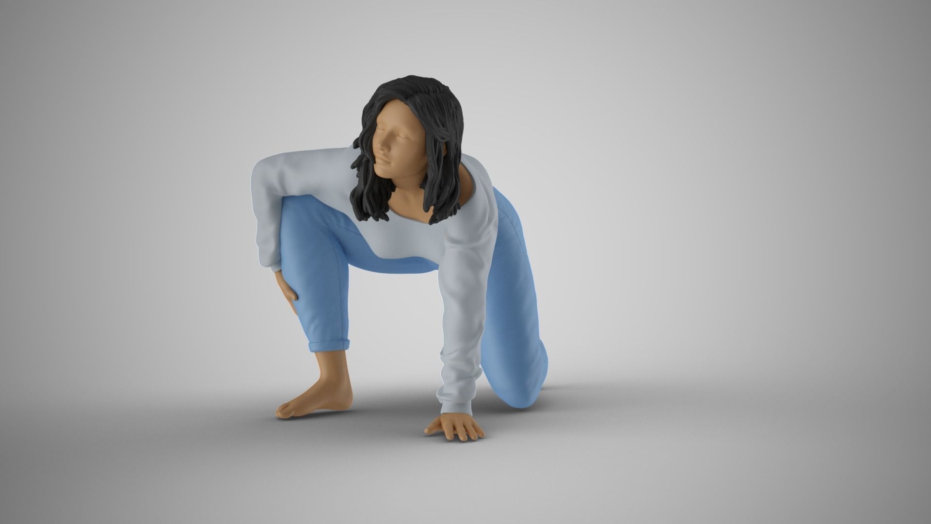 Girl Playing with Her Pet 3D print model_10