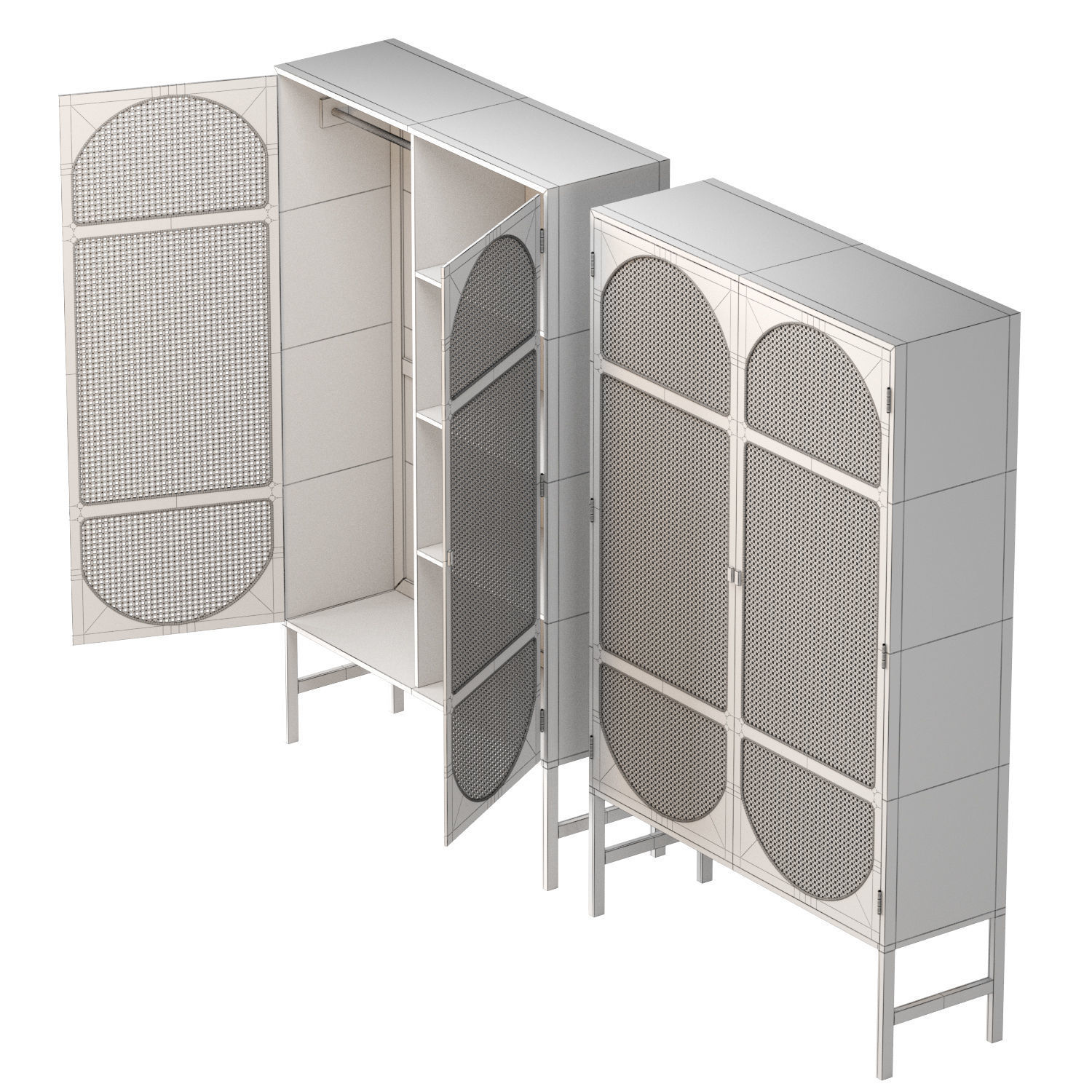 HK Living Retro webbing cabinet black 3D model_6