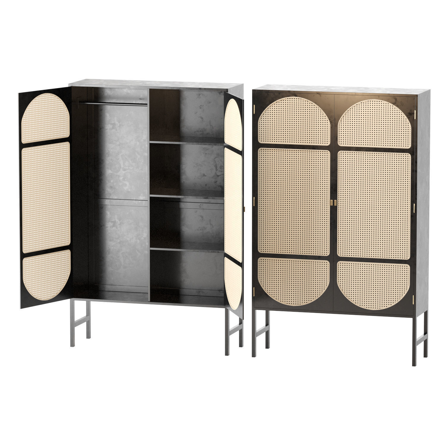 HK Living Retro webbing cabinet black 3D model_2