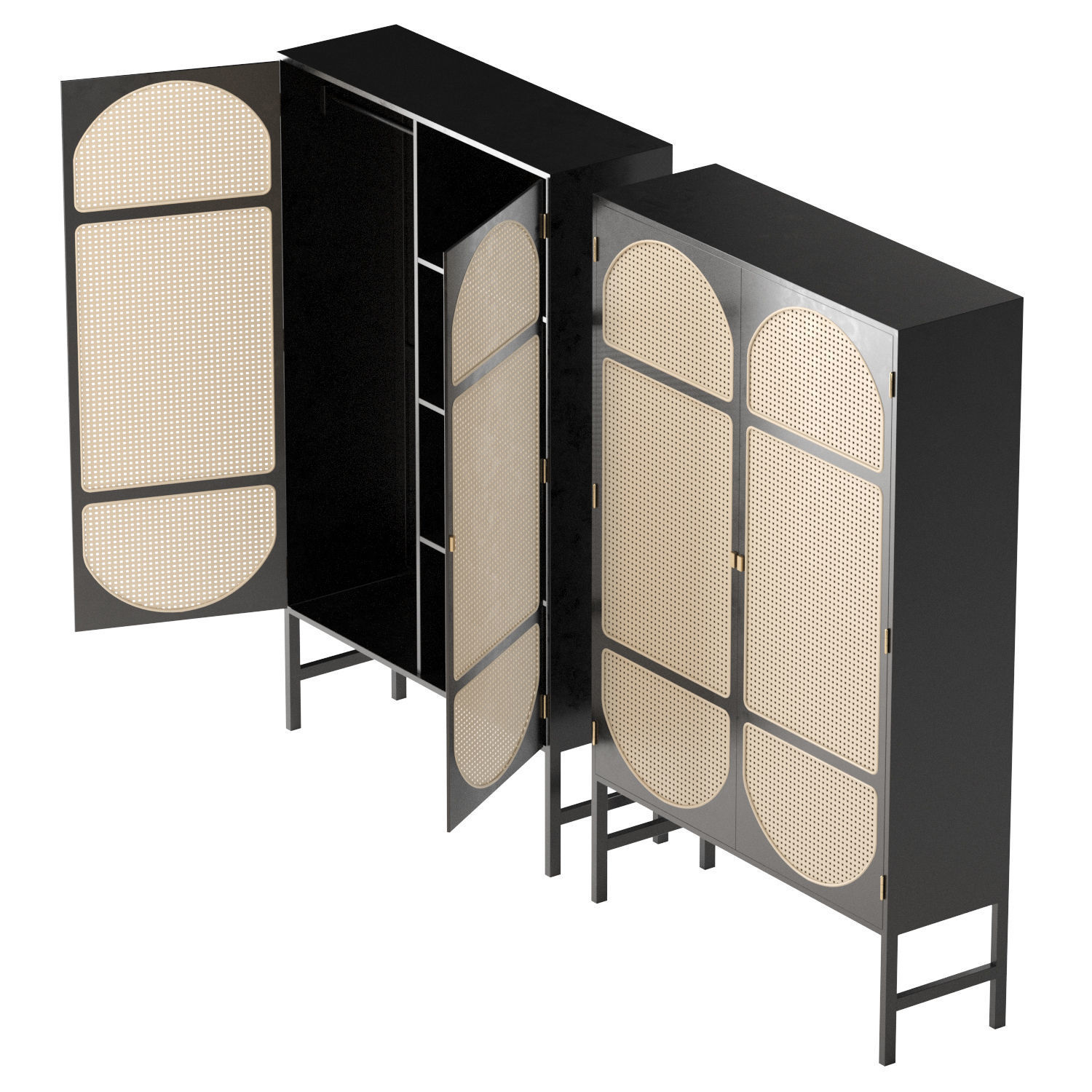 HK Living Retro webbing cabinet black 3D model_1