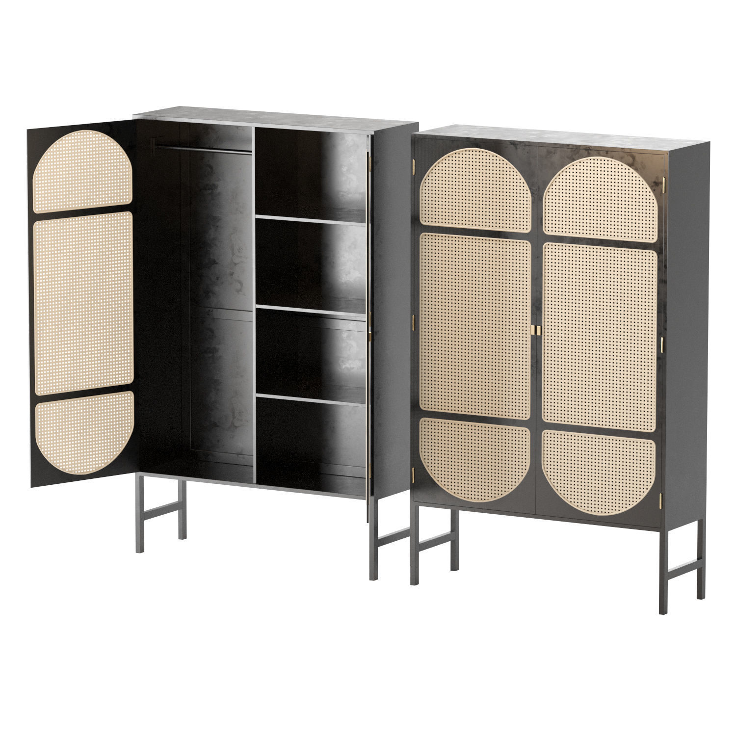 HK Living Retro webbing cabinet black 3D model_7