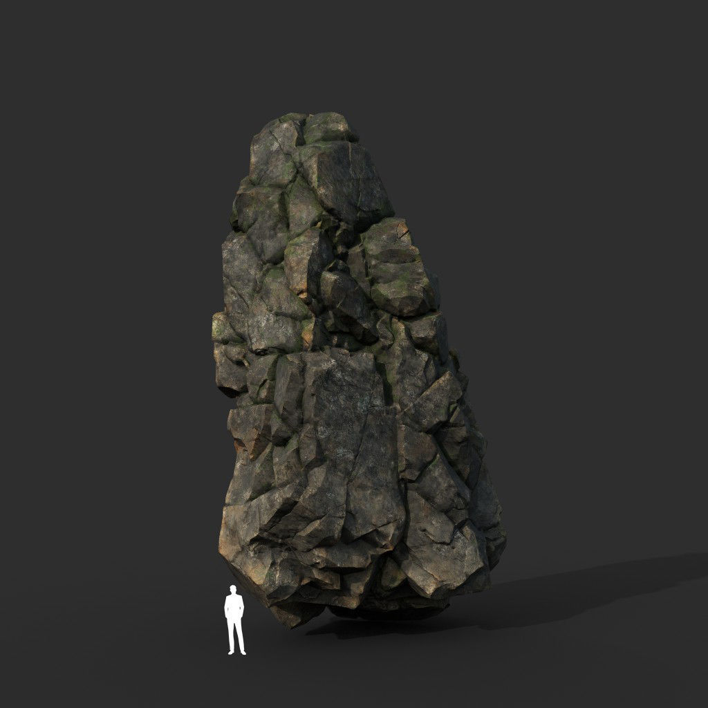 Low poly Gray Mossy Cliff Modular 211126 Low-poly 3D model_11