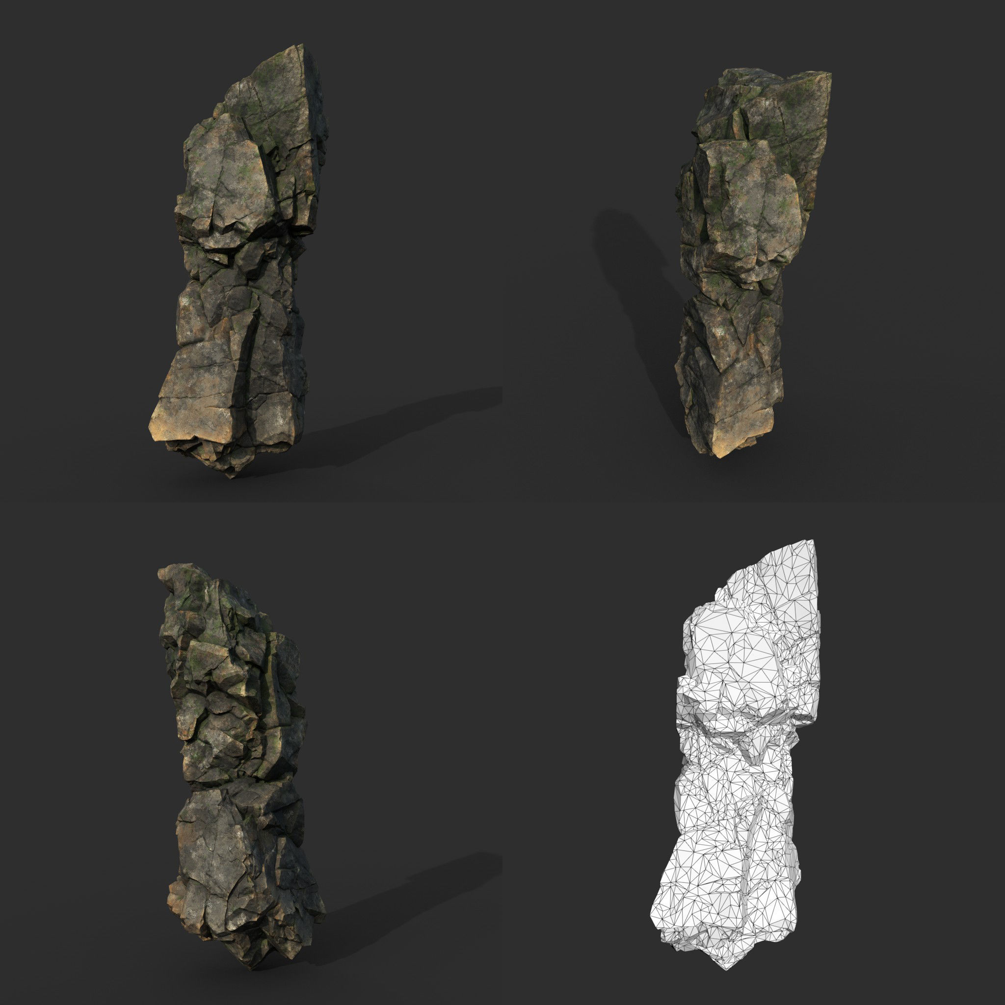 Low poly Gray Mossy Cliff Modular 211126 Low-poly 3D model_6