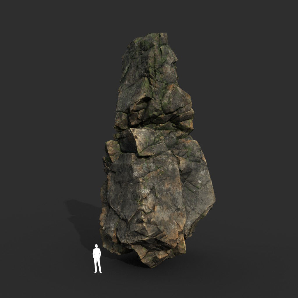 Low poly Gray Mossy Cliff Modular 211126 Low-poly 3D model_9