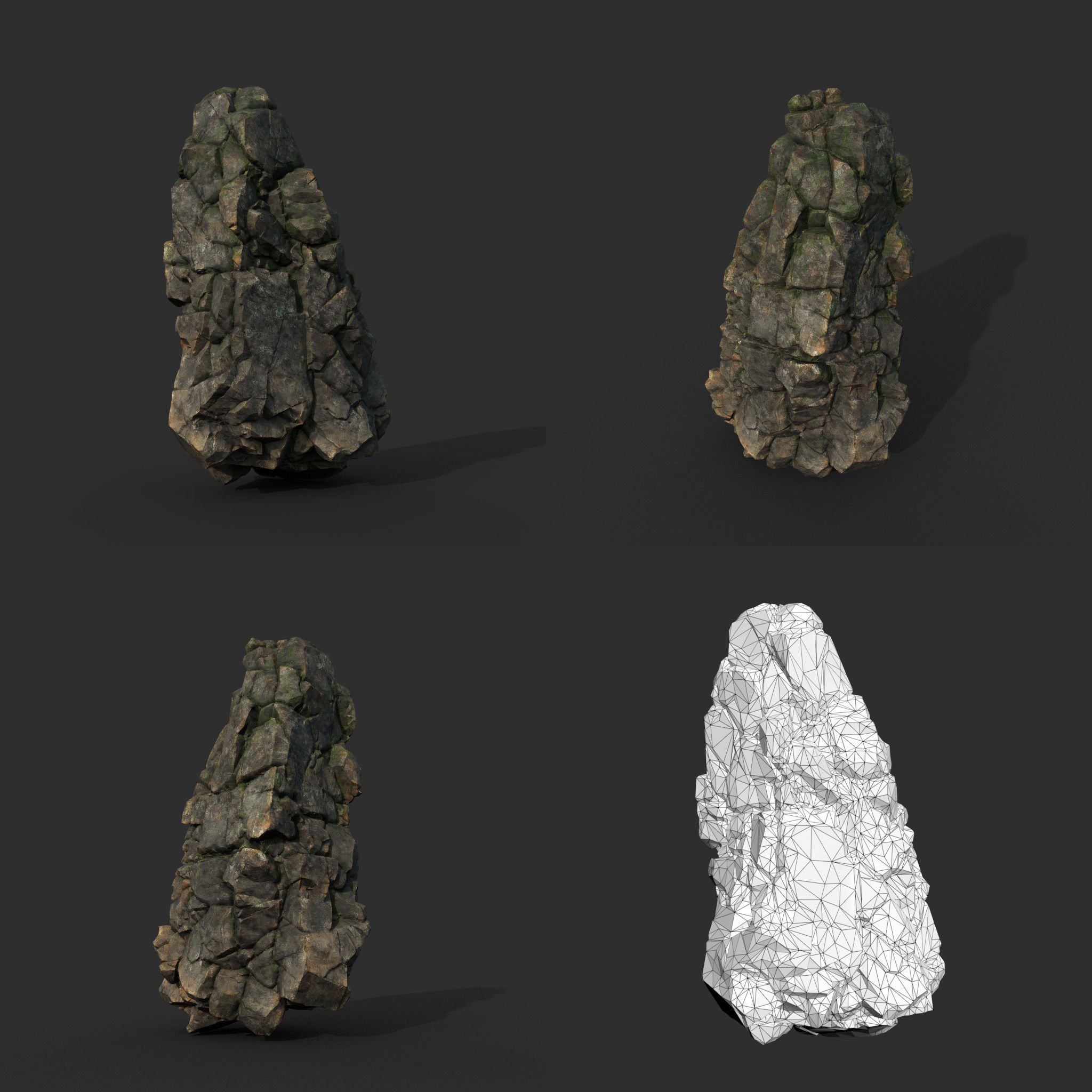 Low poly Gray Mossy Cliff Modular 211126 Low-poly 3D model_12