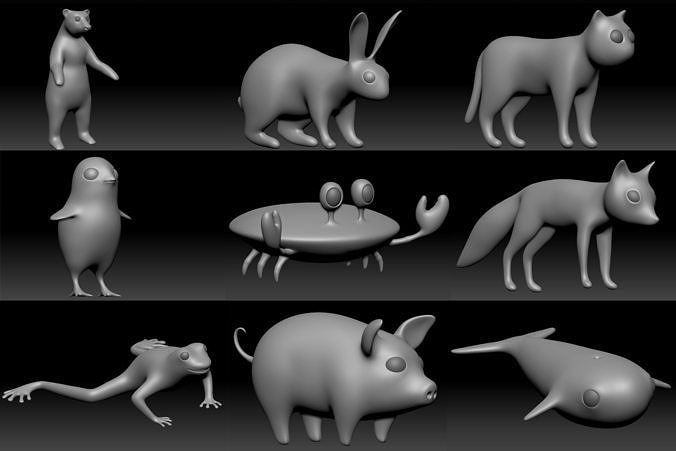 Cartoon animals 3D model