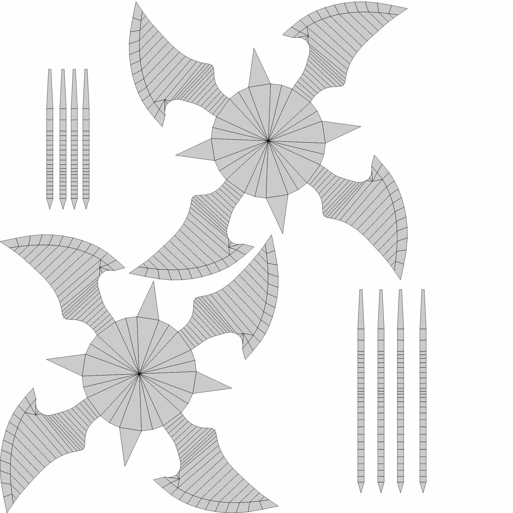 Collection of 20 shurikens Low-poly 3D model_38