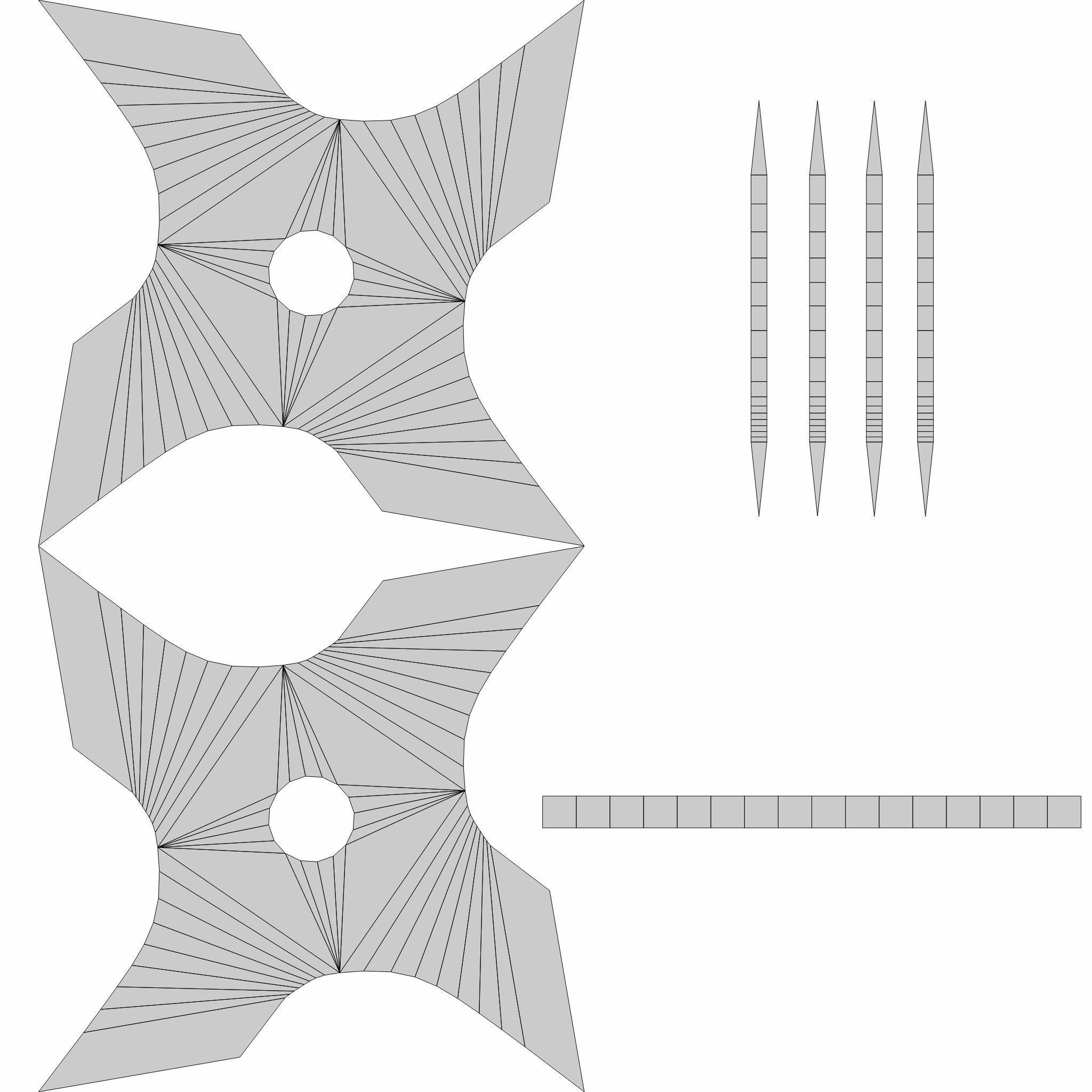 Collection of 20 shurikens Low-poly 3D model_32