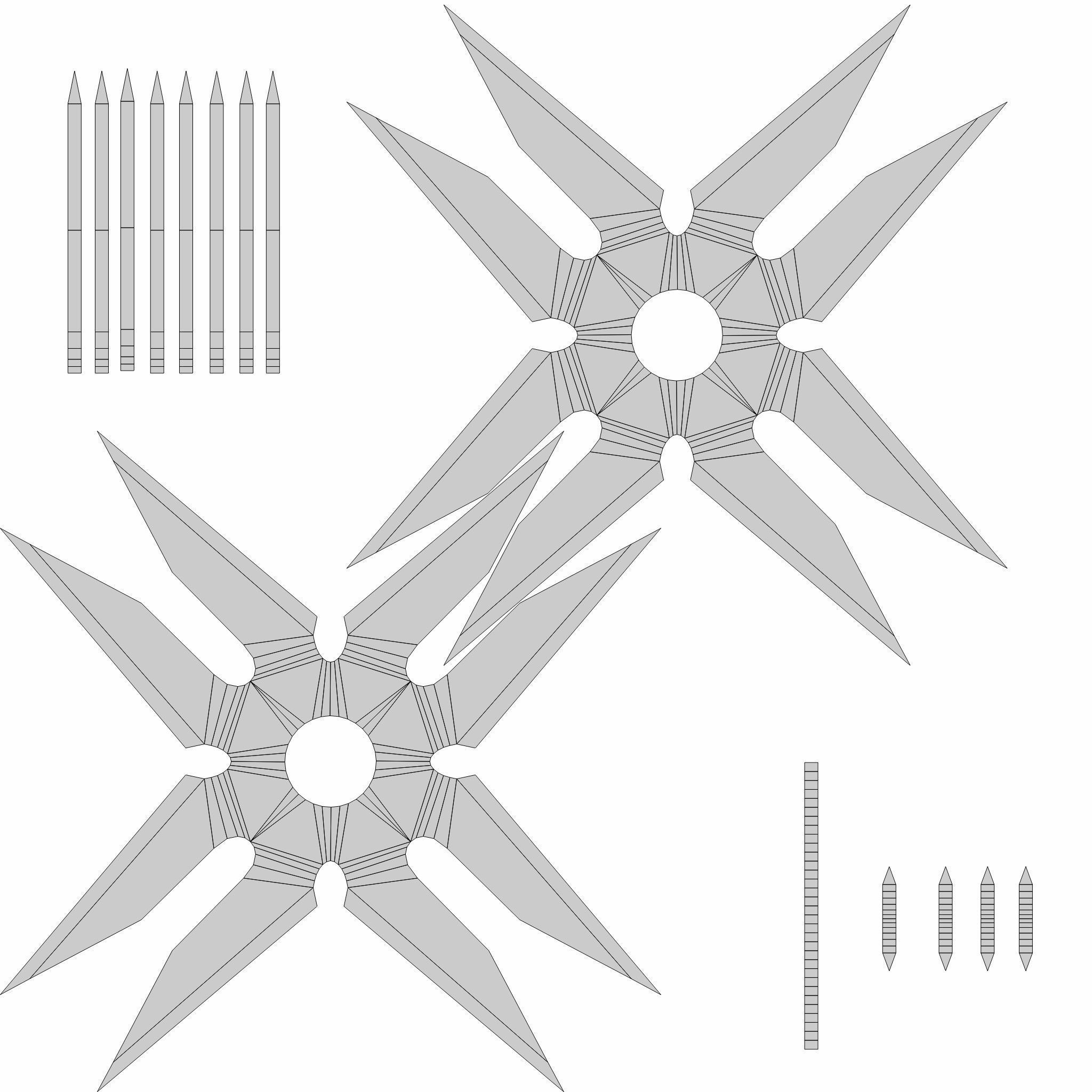 Collection of 20 shurikens Low-poly 3D model_25