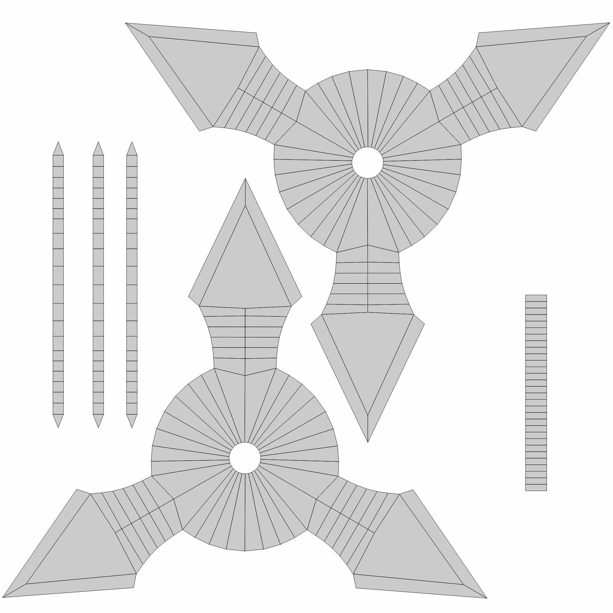 Collection of 20 shurikens Low-poly 3D model_36