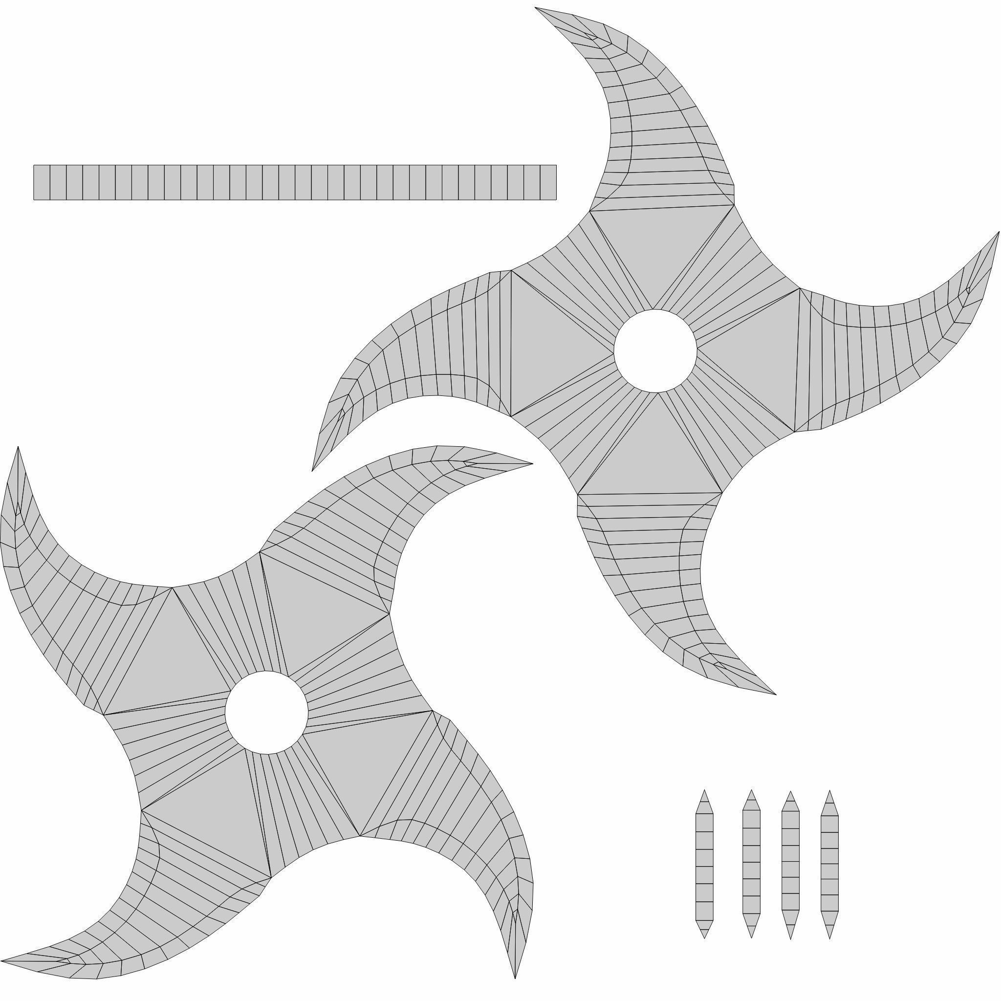 Collection of 20 shurikens Low-poly 3D model_33