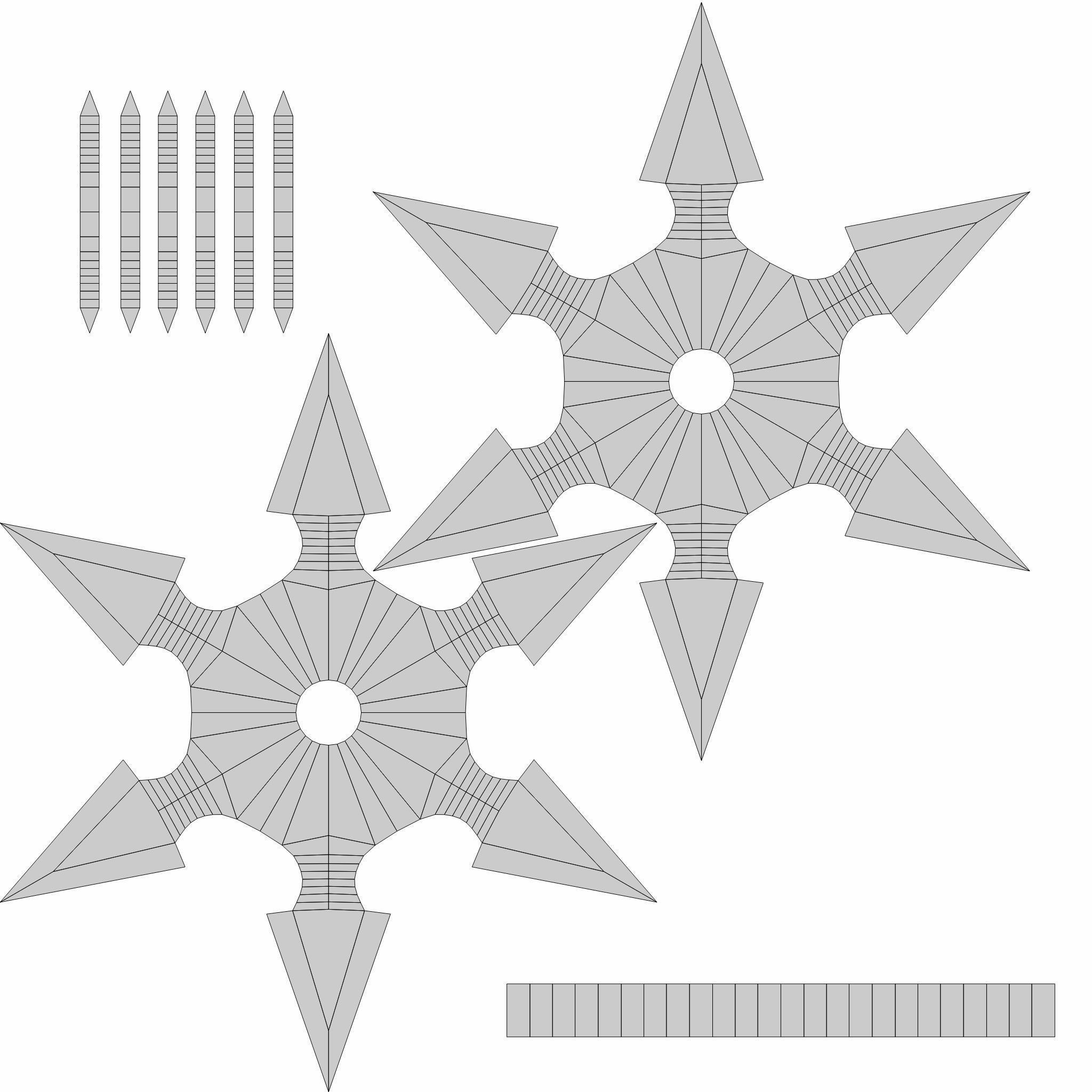 Collection of 20 shurikens Low-poly 3D model_28