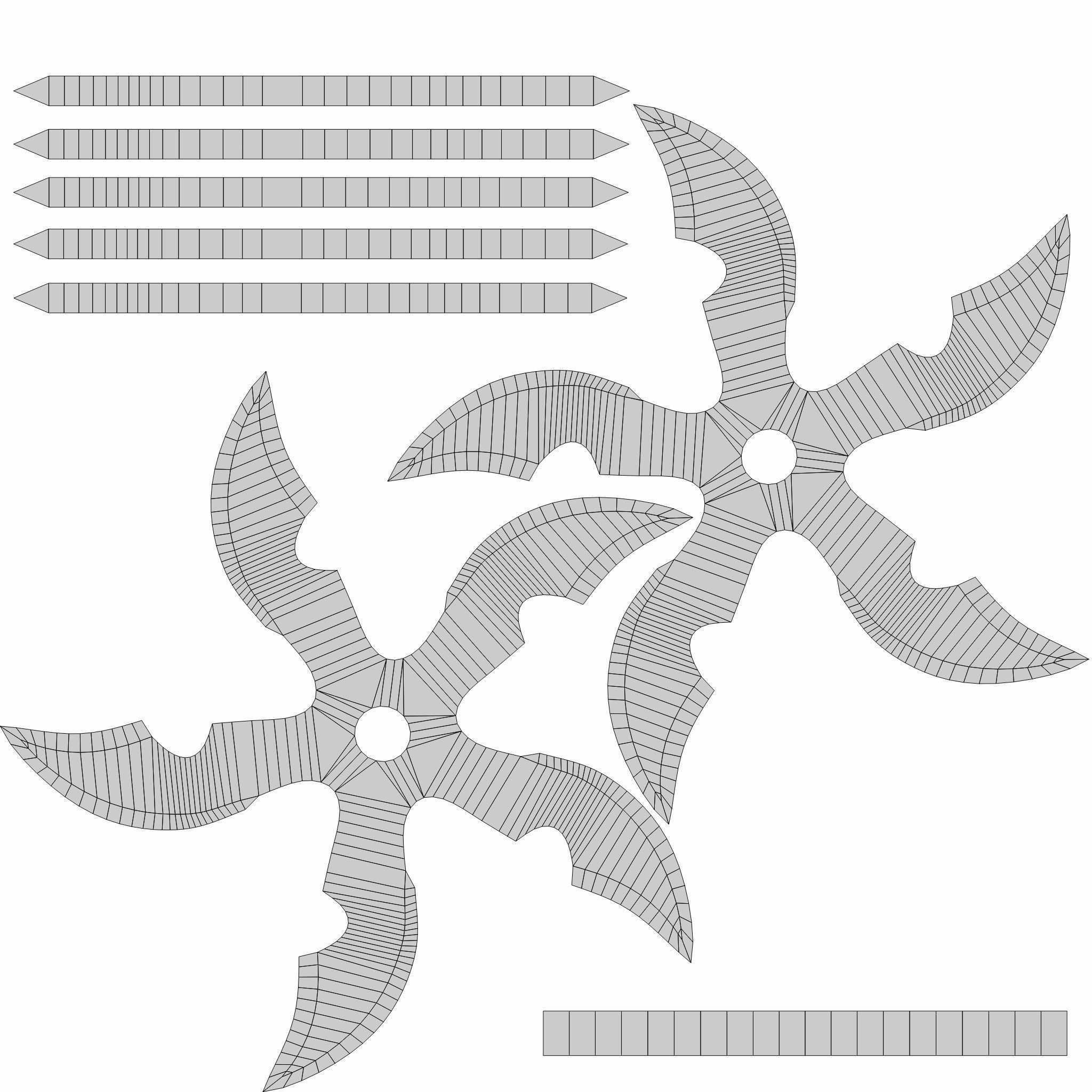 Collection of 20 shurikens Low-poly 3D model_29