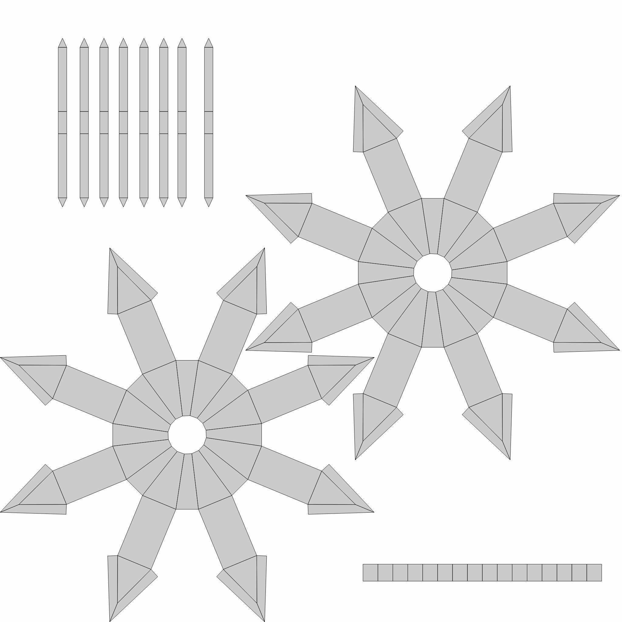 Collection of 20 shurikens Low-poly 3D model_35
