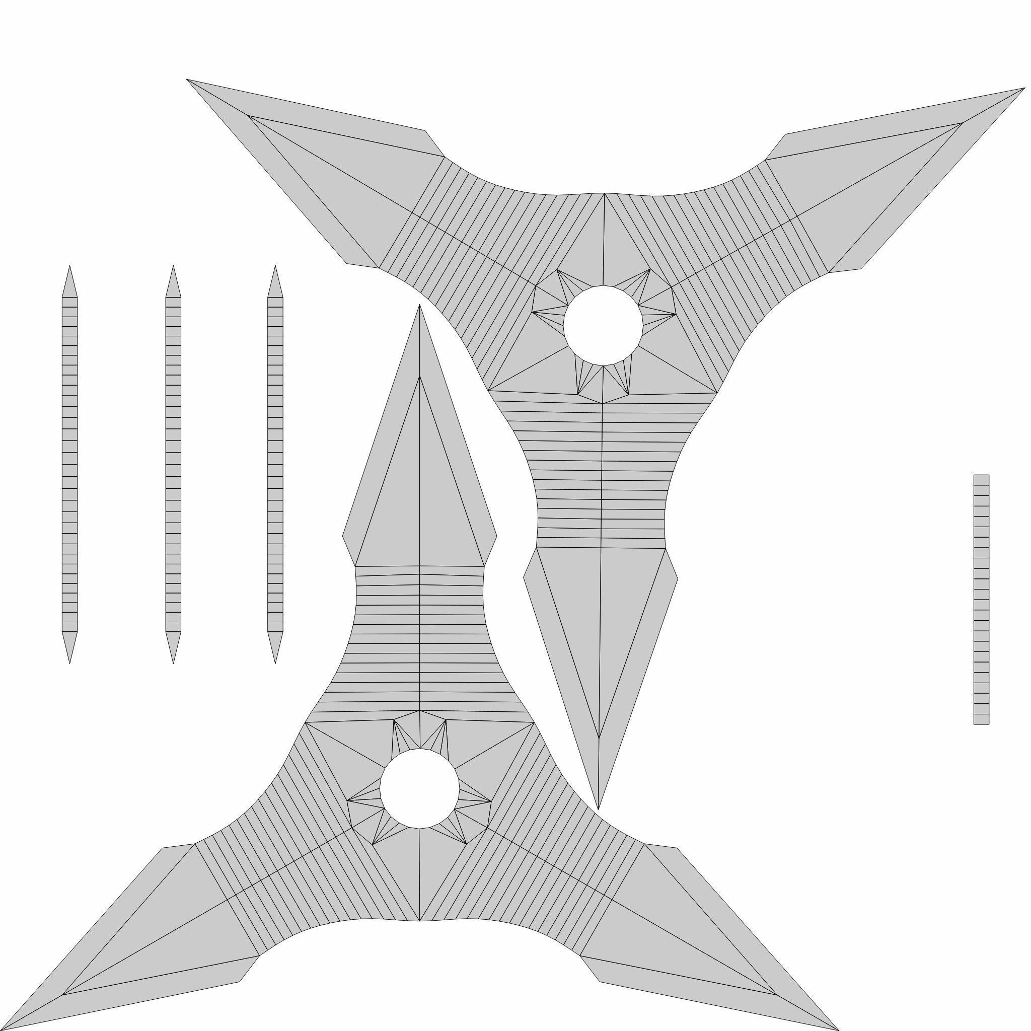 Collection of 20 shurikens Low-poly 3D model_21