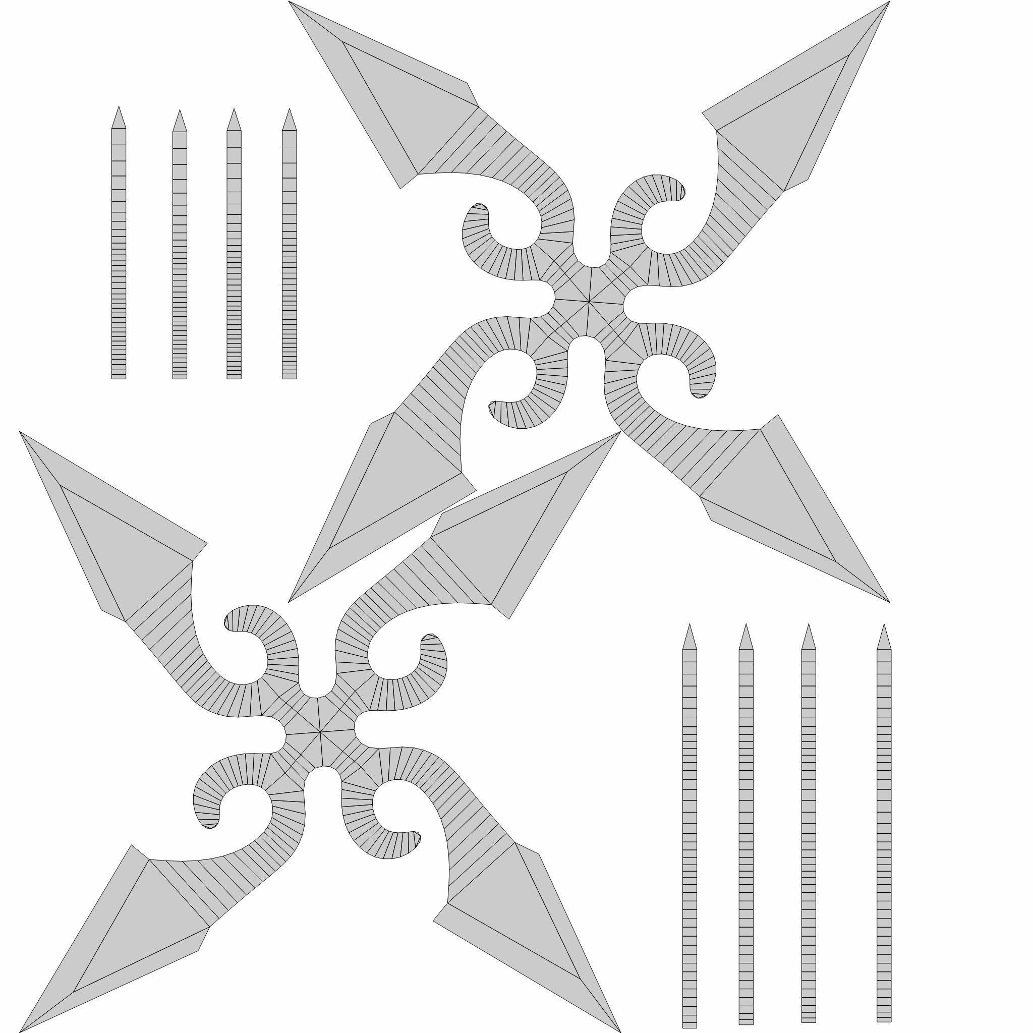 Collection of 20 shurikens Low-poly 3D model_31