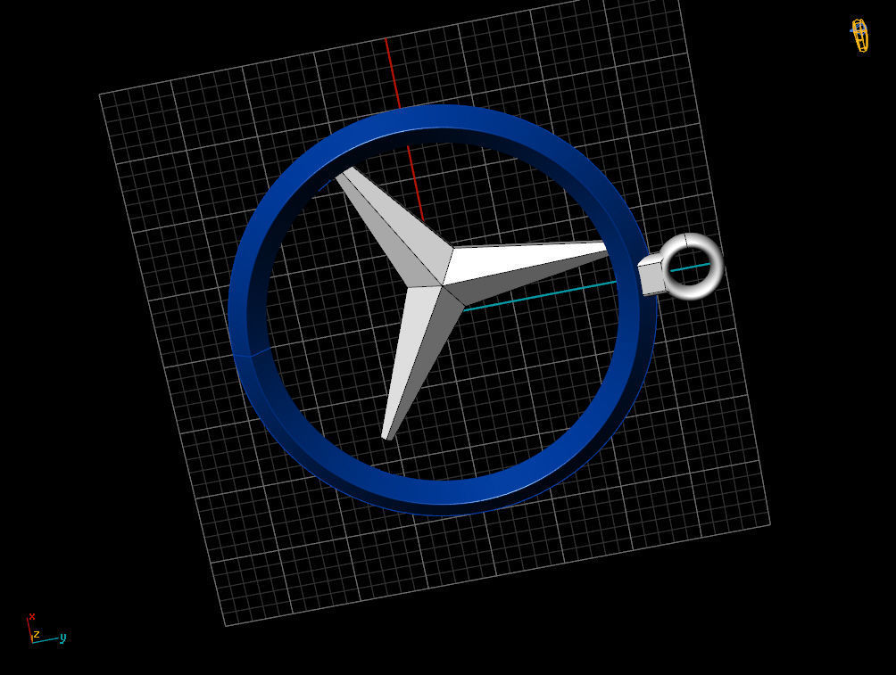 Mercedes logo keychain 3D print model_8