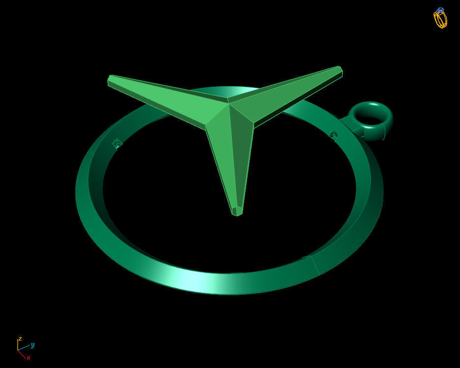 Mercedes logo keychain 3D print model_5