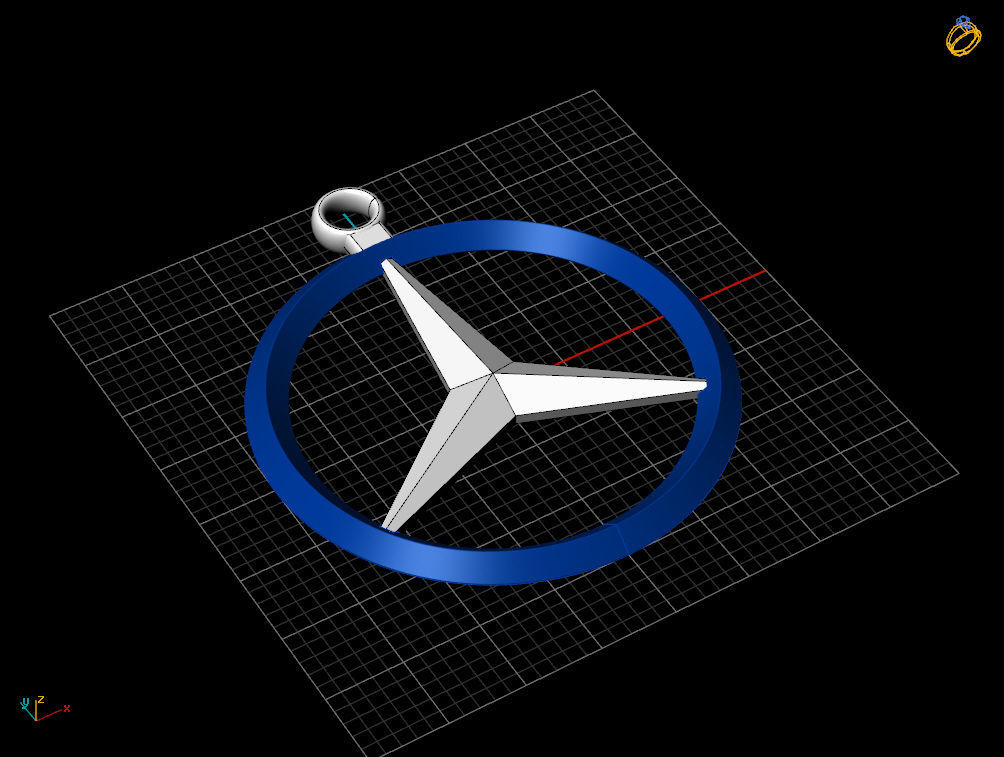 Mercedes logo keychain 3D print model_9
