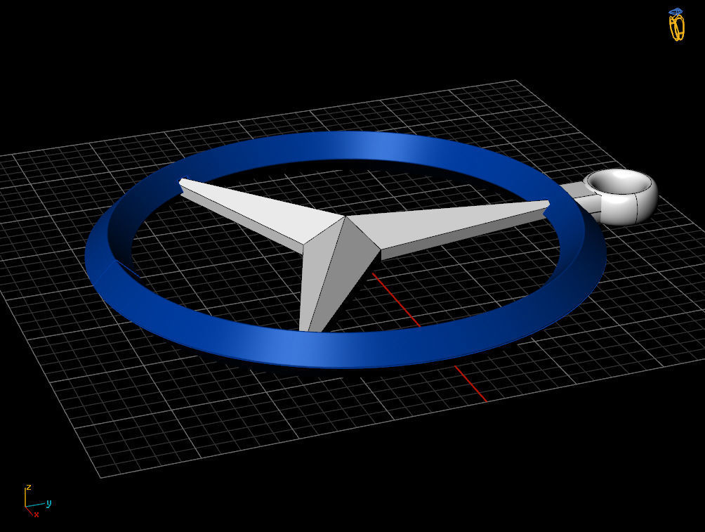 Mercedes logo keychain 3D print model_10
