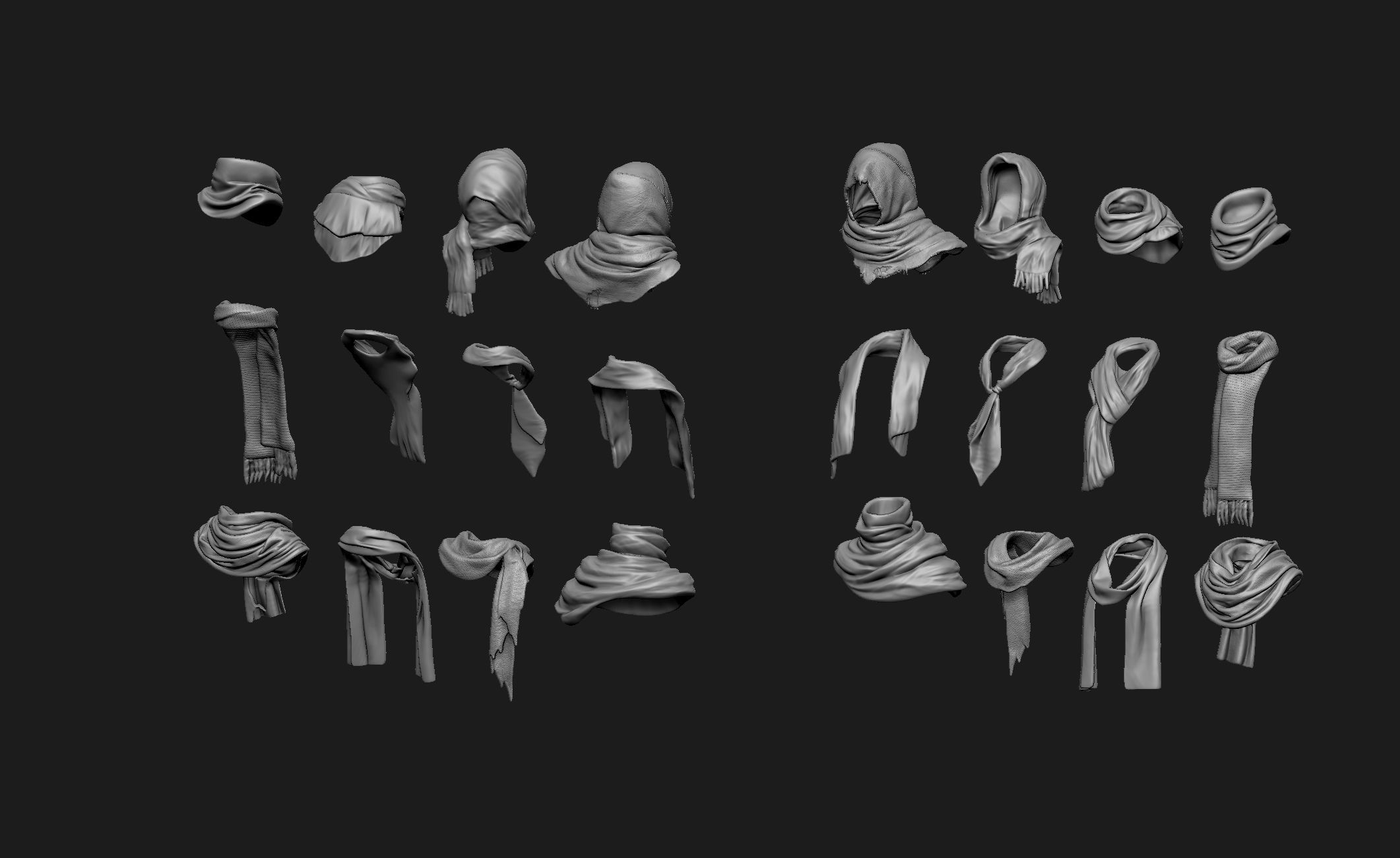 Scarfs for 3d Printable Characters Part 2 3D model_19
